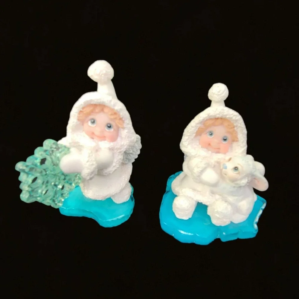 Dreamsicle Northern Lights‎ Love Some Bunny and Little Snowflake 2 Figurines Vtg